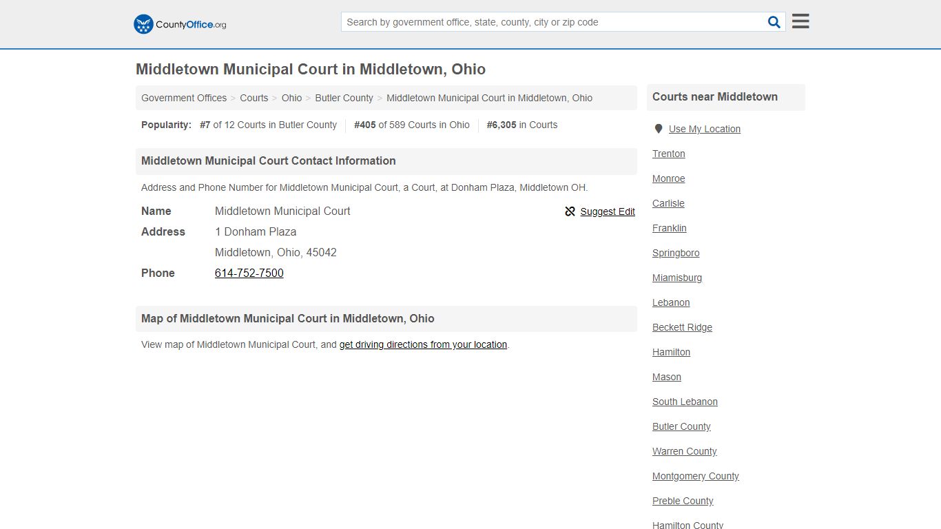 Middletown Municipal Court - Middletown, OH (Address and ...